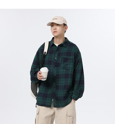 Camisa Casual Retro Cuadros para Hombre - Corte Holgado Primavera Otoño - Image 17
