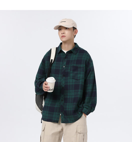 Camisa Casual Retro Cuadros para Hombre - Corte Holgado Primavera Otoño - Image 17