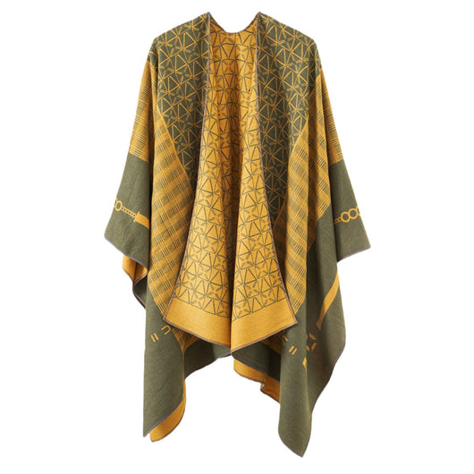 Poncho Chal Geométrico de Cachemira Gruesa con Borlas Versátil - Image 16