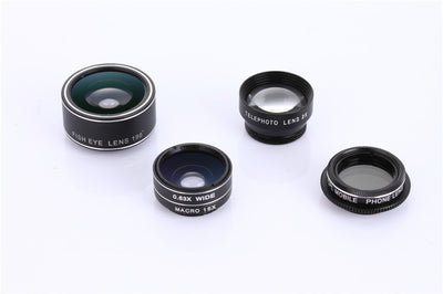 Kit de Lentes 5 en 1 para Celular: Gran Angular, Macro, Teleobjetivo y Más