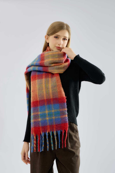 Bufanda Escocesa Mohair Arcoíris con Flecos, Gruesa y Cálida - Image 17