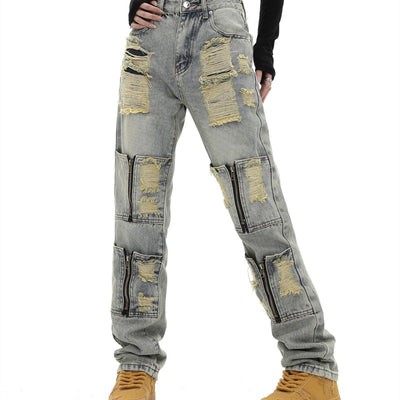 Pantalón de Trabajo Denim Recto con Bolsillos