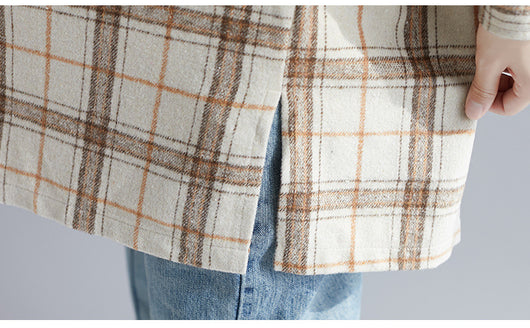 Camisa Acolchada de Cuadros Salvaje Talla Grande para Mujer - Image 14