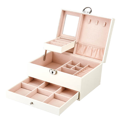 Caja Joyero de Cuero PU con Bordados y Gran Capacidad - Image 11