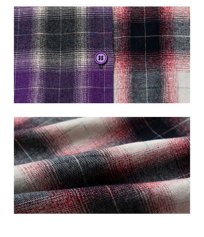 Camisa Cuadriculada Desgarrada con Paneles en Dos Tonos para Mujer - Image 11