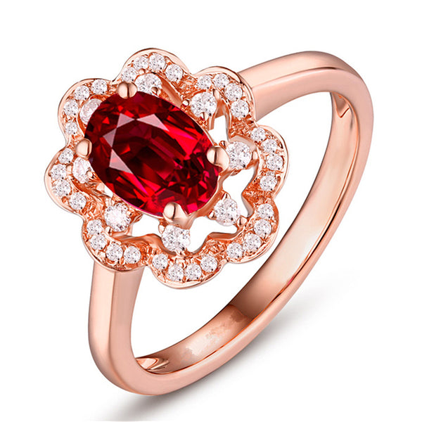 Anillo de Compromiso Rubí Plata y Oro Rosado de Alta Gama