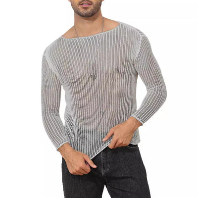 Polera Manga Larga Transparente de Punto Fino para Hombre - Image 4