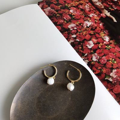 Aretes de Perla de Agua Dulce Estilo Coreano Irregular para Mujer - Image 4