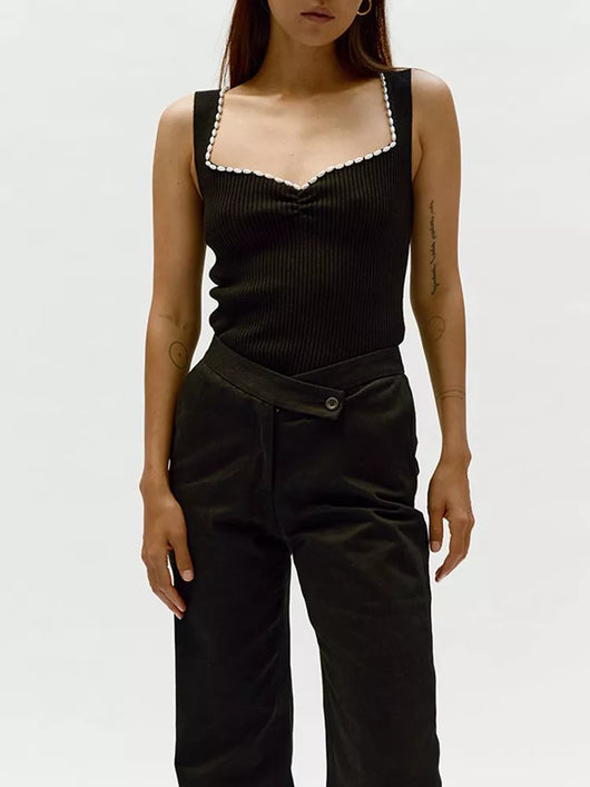Chaleco Tejido con Cuello Perla Sweetheart para Mujer - Image 10