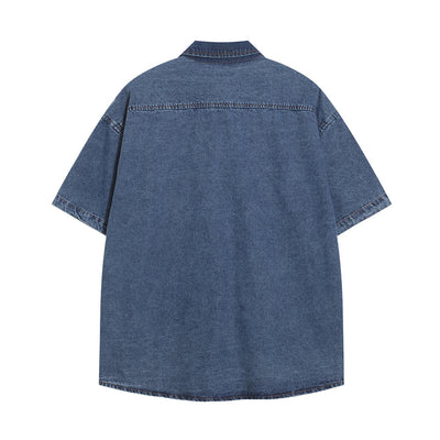 Camisa Denim Lavada con Bordado de Frutas - Manga Corta - Image 2