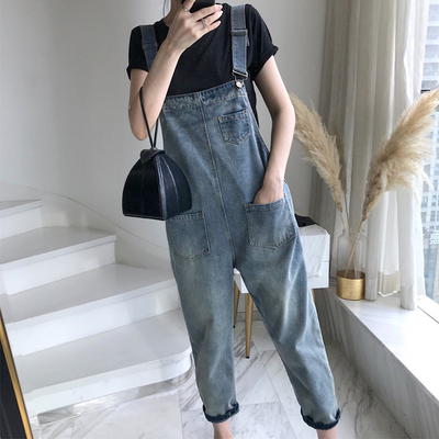 Pantalones Denim Cropped Vintage Holgados con Tirantes para Mujer - Image 15