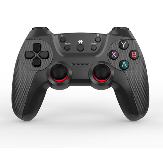 Black wireless game controller with textured grips, red-accented analog sticks, and colorful A, B, X, Y buttons. - Image 19