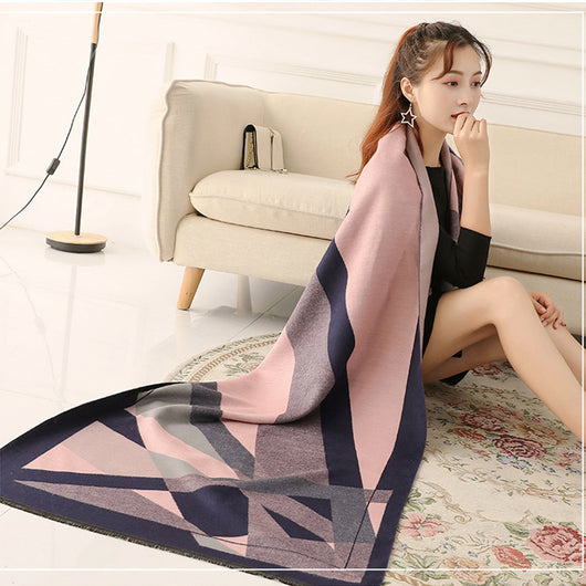 Bufanda de Cachemira Jacquard Reversible para Mujer - Image 46