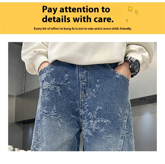 Pantalones Jeans Sueltos Estilo Pu Shuai para Niños - Diseño Trendy y Cómodo - Image 33