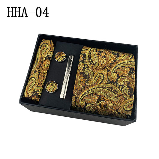 Set de Corbata Paisley con Clip y Caja de Regalo - Corbata Negra Elegante para Negocios - Image 9
