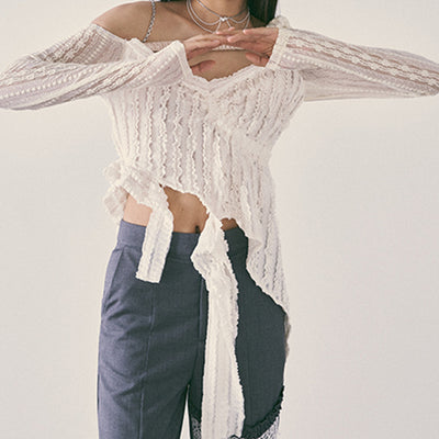 Blusa Asimétrica de Encaje para Mujer - Diseño Primavera - Image 2