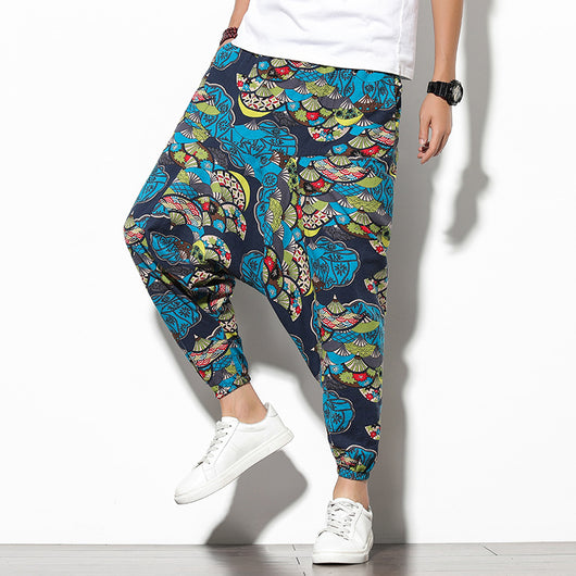 Pantalones Bohemios Anchos de Pierna Suelta con Estampado Floral Elefante para Playa - Image 13