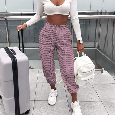 Pantalones Anchos Estilo Urbano con Estampado de Letras y Amarre - Image 7