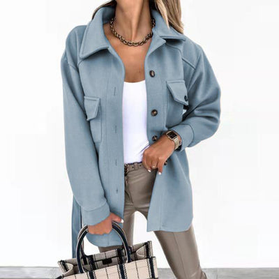 Chaqueta de Lana para Mujer con Solapa y Cierre de Cordones - Image 6