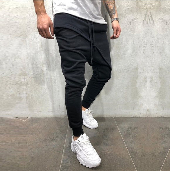 Pantalones Joggers Multicapa Hip-Hop con Cordón Ajustable
