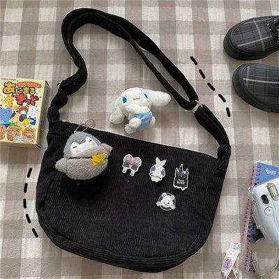 Bolsa Retro Vintage con Diseño de Dumpling - Bandolera de Pana con Asa Única - Image 3