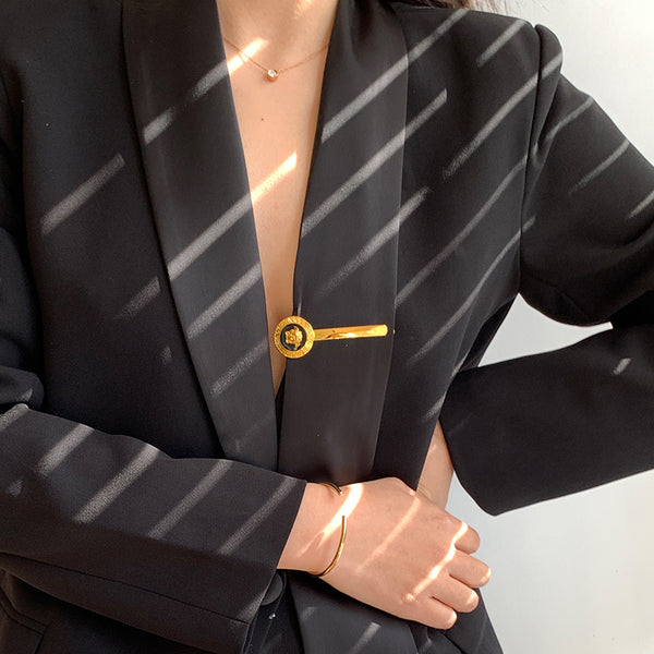 Blazer Retro Cintura Ajustada Estilo Hepburn Negro Francés