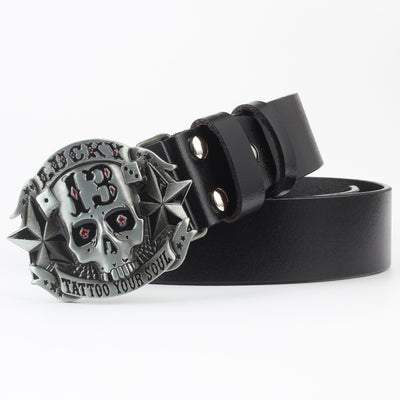 Cinturón de Cuero Puro con Diseño Calavera Casual - Image 27