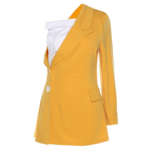 Blazer Asimétrico de Hombro Inclinado Estilo Euramericano - Image 3