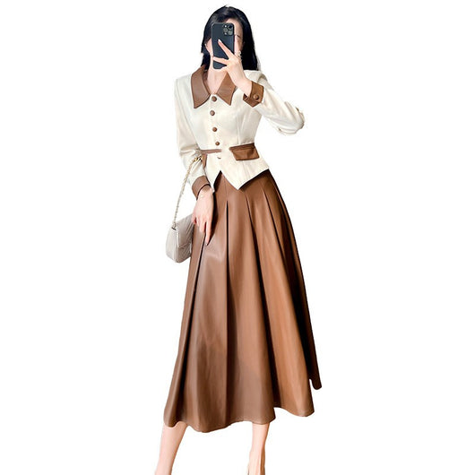 Traje de Cuero con Costuras Decorativas para Mujer - Image 9