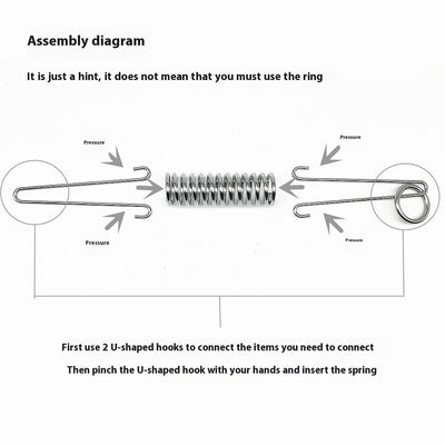 Silver metal compression spring with hooks, packaged in a clear plastic bag, for dog chains or pet leashes. - Image 3