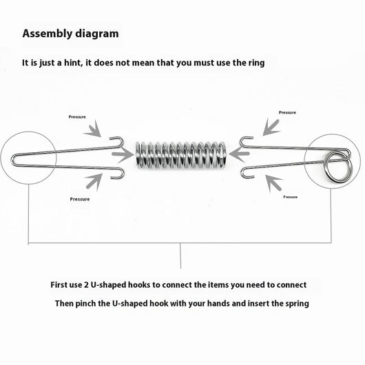 Silver metal compression spring with hooks, packaged in a clear plastic bag, for dog chains or pet leashes. - Image 3