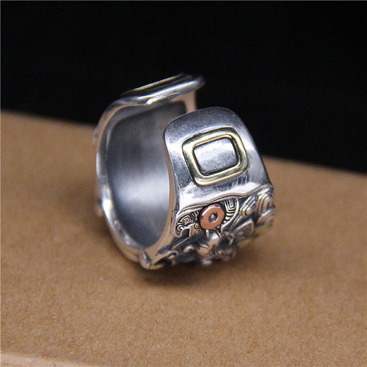 Anillo de Plata 925 Vintage Bestia Marina Montaña Kuiniutai - Image 10