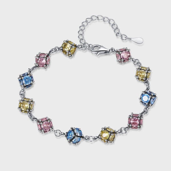 Pulsera de Cristal Zircón Multicolor - Rosa, Cielo y Azul - Image 4