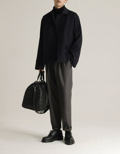 Abrigo Ejecutivo de Cuello Vuelto con Mezcla de Tela Twill para Hombre - Image 26