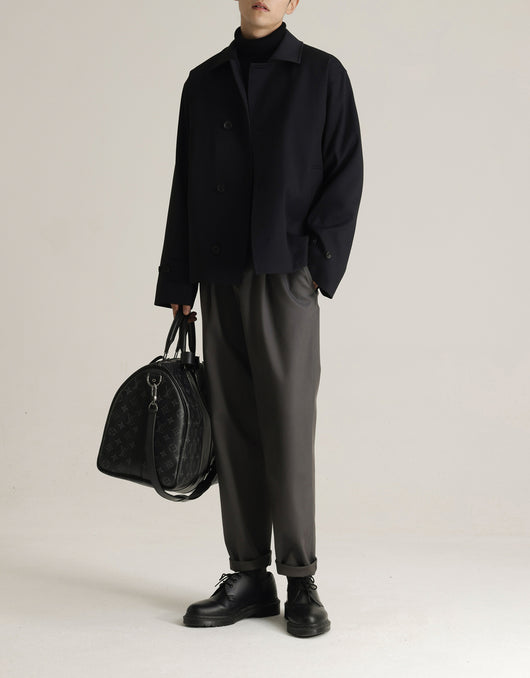 Abrigo Ejecutivo de Cuello Vuelto con Mezcla de Tela Twill para Hombre - Image 26