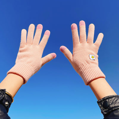 Guantes Tejidos de Invierno con Contraste de Colores y Forro Polar para Mujer - Image 9