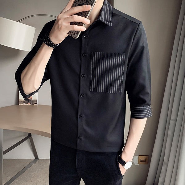 Camisa de Rayas Tres Cuartos para Hombre - Diseño Moderno de Verano