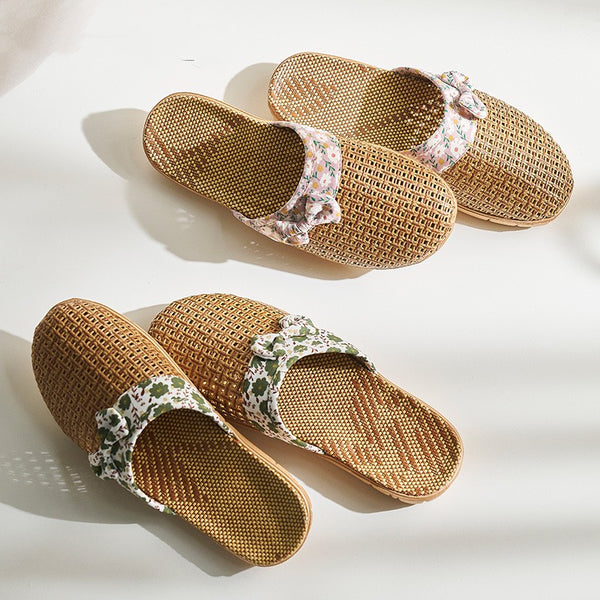 Pantuflas de Lino y Pasto para Mujer - Antideslizantes para Casa
