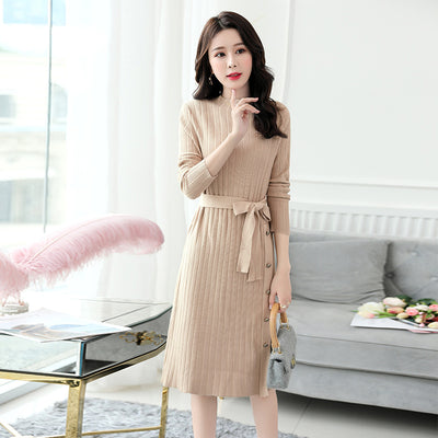 Vestido Suéter Invierno Mujer a Rayas Diseño Slim A-Line