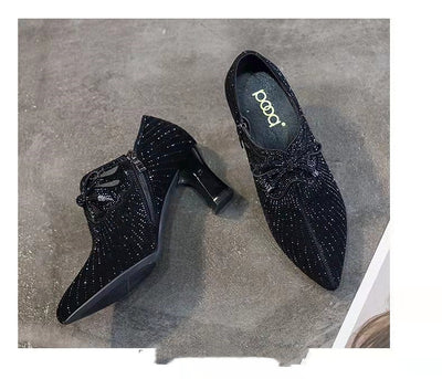 Zapatos de Tacón Alto Británicos con Lazo y Punta Fina Adornados en Cristales - Image 2