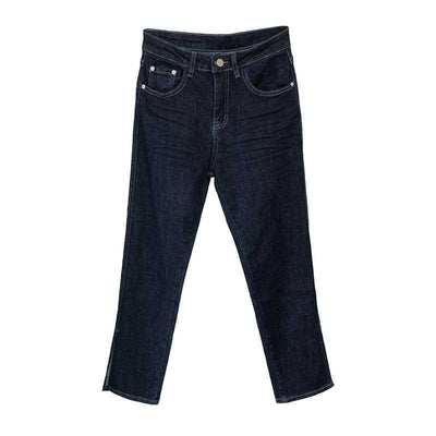 Pantalones Vaqueros Cintura Alta Estilo Coreano Talla Grande Slim Pierna Recta - Image 7