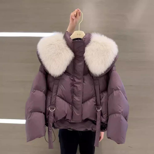Abrigo de Invierno Acolchado en Algodón Negro para Mujer
