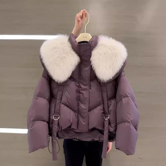 Abrigo de Invierno Acolchado en Algodón Negro para Mujer