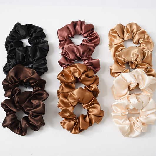 Set de Elásticos para Cabello de Satén - Círculo Grande Color Sólido - Image 2