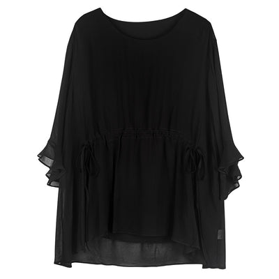 Blusa de Seda Elegante Manga Corta Talla Grande Efecto Reductor - Image 5