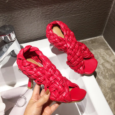 Sandalias Stiletto Tejidas de Moda Europea y Americana - Image 12