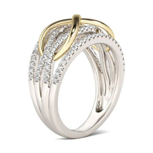 Anillo de Compromiso Bicolor con Moño y Circonia - Joyería para Mujer - Image 4