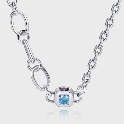 Collar Cadena Doble Dados Zirconia Colorida Plata 925 Estilo Retro - Image 10