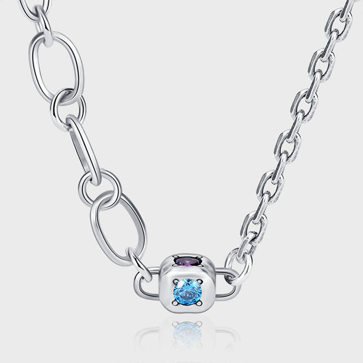 Collar Cadena Doble Dados Zirconia Colorida Plata 925 Estilo Retro - Image 10