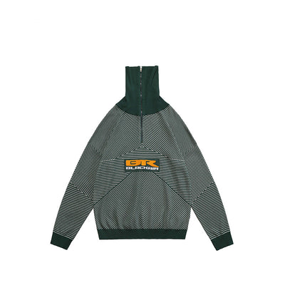 Suéter Retro de Cuello Alto con Cremallera Media y Rayas para Hombre y Mujer - Image 9